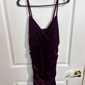 SHEIN Deep Red Velvet Mini Dress